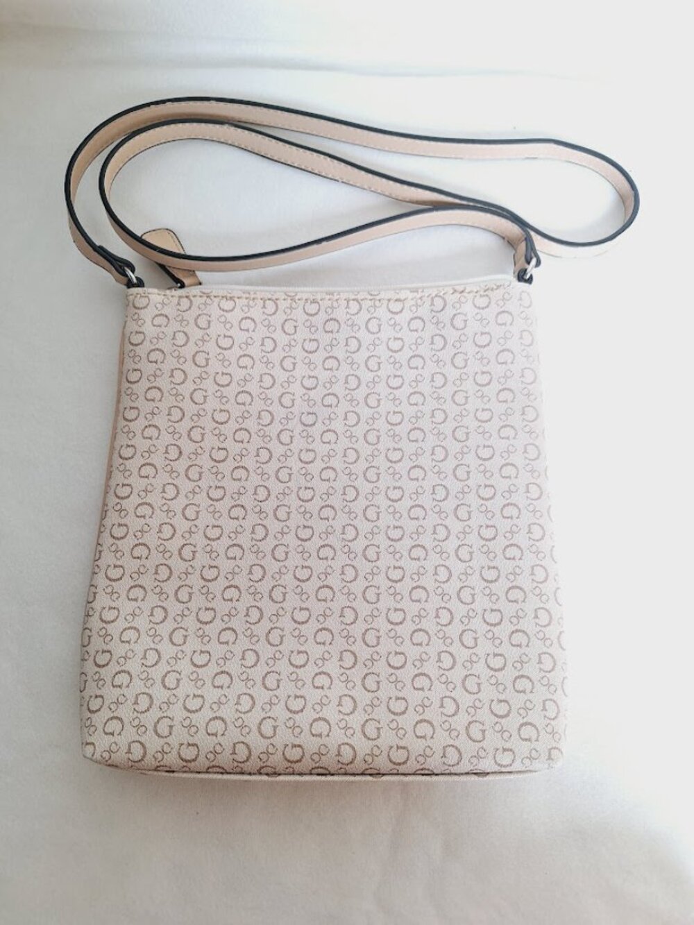 Guess Logo Crossbody Bag Cream Beige - Picture 2 of 9